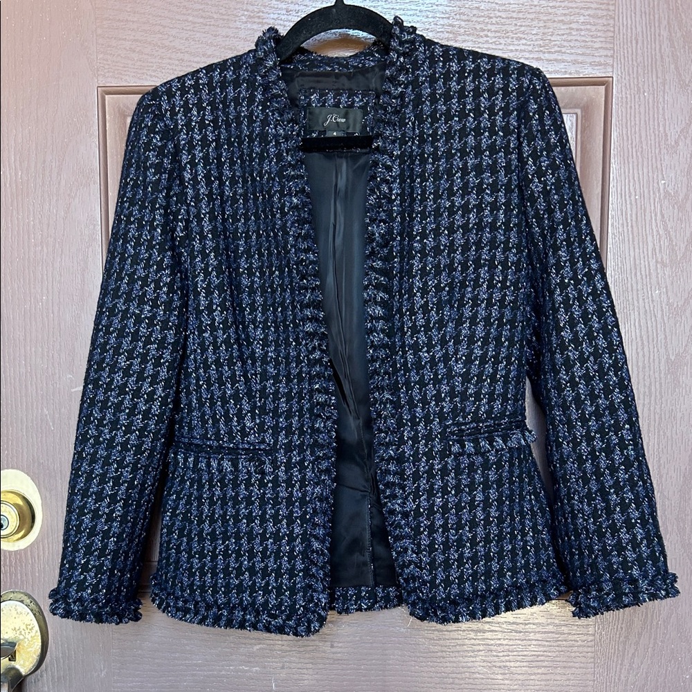 Gorgeous J. Crew Navy and White Tweed Blazer